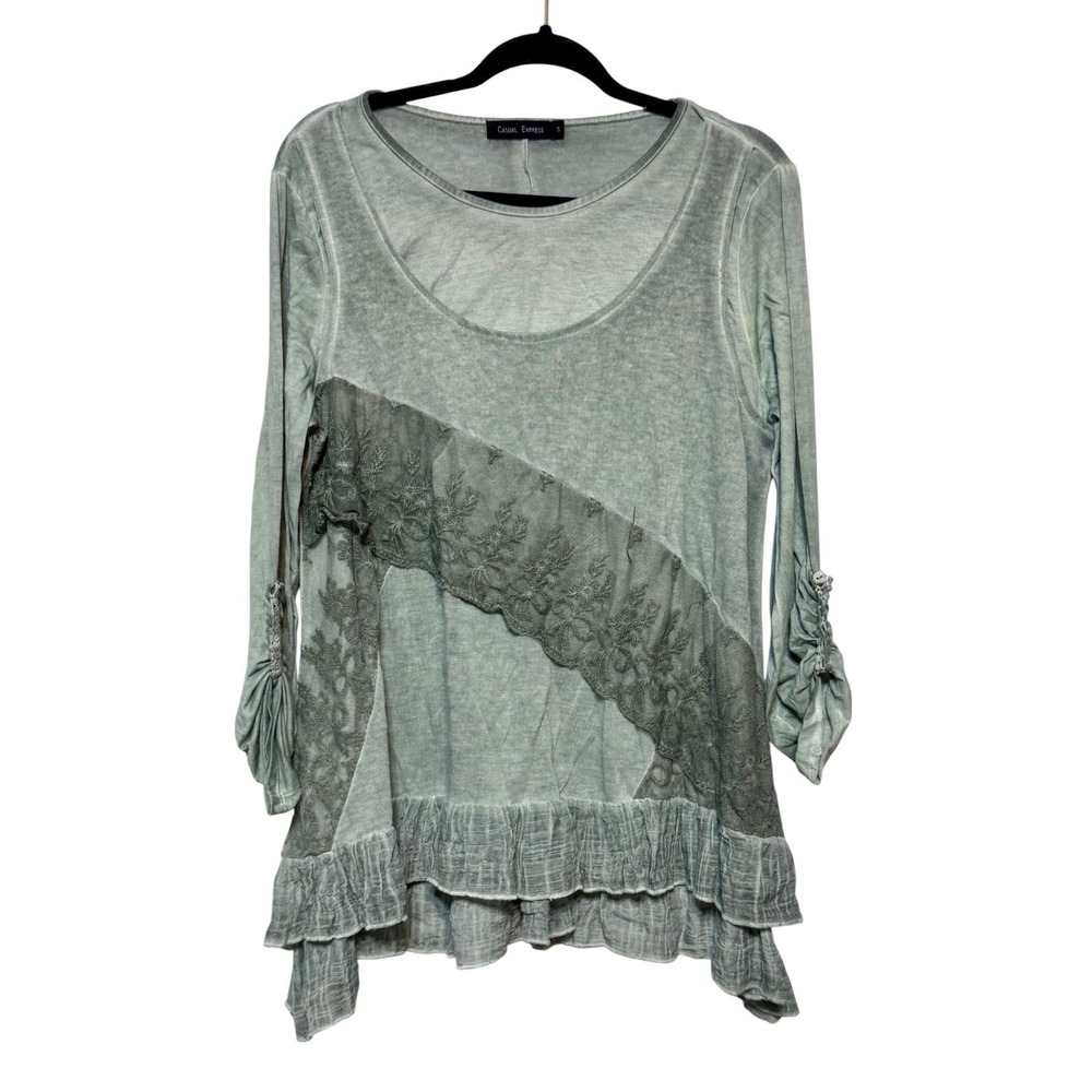 Lace Ruffle Tunic Womens Size‎ S Forest Fairy Grunge Whimsigoth Cottagecore Boho